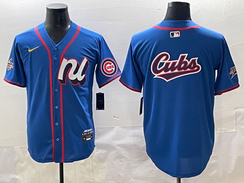 Men 2025 Chicago Cubs Blank Blue All star Blank Blue Nike MLB Jersey style 3->chicago cubs->MLB Jersey